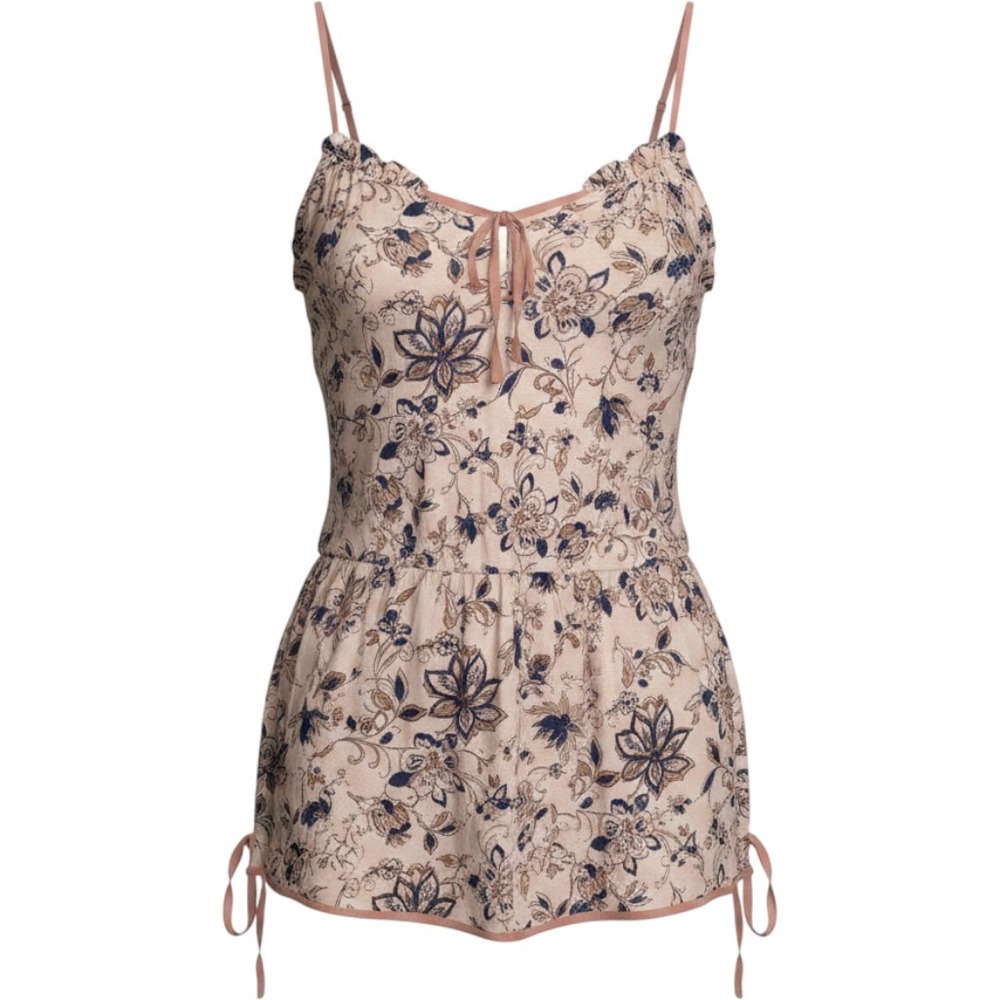 Ethereal by Altard State Floral Cold Shoulder Romper Mauve Cream G50293 Womens L